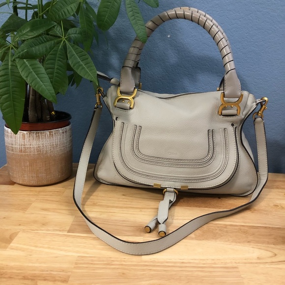 Chloe Marcie Medium Satchel Bag in Cashmere Grey - Picture 2 of 15